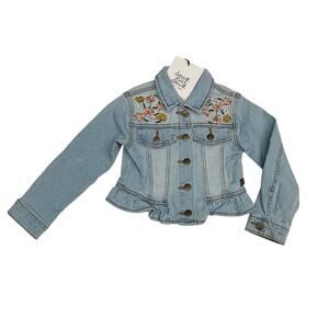 NWT Deux par Deux Size 10 Jean Jacket with Embroidery